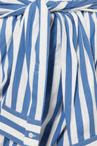 Stripe Sleeve-Tie Poplin Bubble Skirt